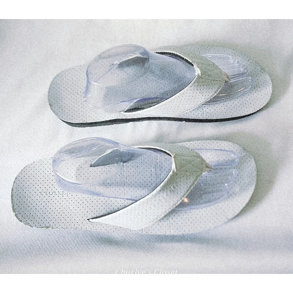 Geoffrey Beene Flip Flop Sandals Mens XL 12-13 White Vegan‎ Beach Casual Lounge